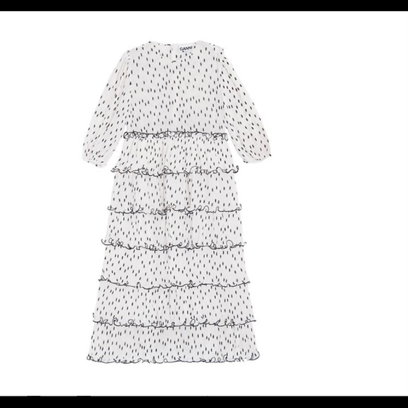 GANNI Polka Dot Tiered Midi Dress - Picture 4 of 10